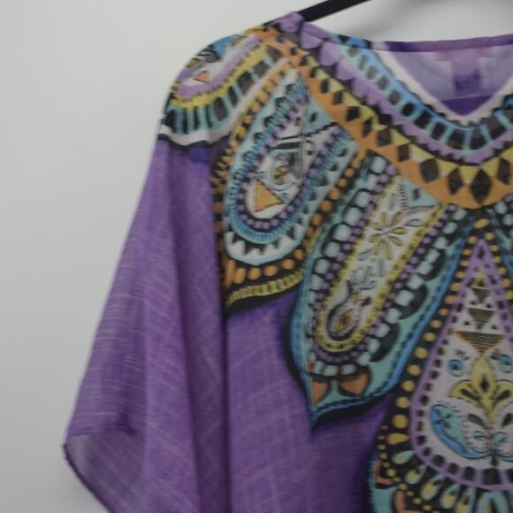 Chico's Small Medium Purple Sheer Blouse Boho Up Top - Picture 10 of 13